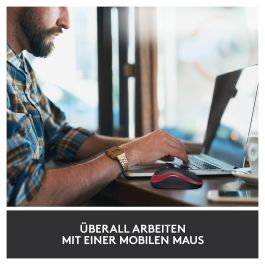 Logitech M185 Ratón Inalámbrico Óptico Rojo para Ordenadores Windows y Mac, Plug and Play, Larga Duración Pila