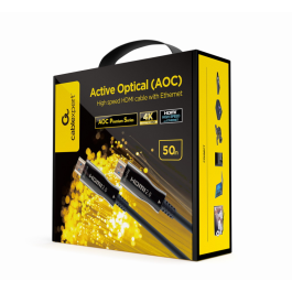 Gembird CCBP-HDMI-AOC-50M-02 Cable HDMI 2.0 AOC Fibra Óptica 4K UHD 60Hz Ethernet Premium 50m Negro Conectores Metal Oro Precio: 62.50000053. SKU: S5616412