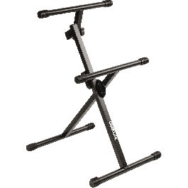 QUIKLOK Soporte Ajustable de Suelo para Amplificador/Monitor, Formato 'X', Acero Negro, Altura Ajustable, Carga Máxima 67.90 kg