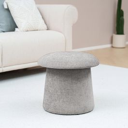 Puff con almacenamiento gris VERSA 43x45 cm - Madera MDF, Poliéster, Tela chenilla Puff con almacenamiento gris VERSA 43x45 cm - Madera MDF, Poliéster, Tela chenilla