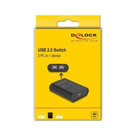 DeLOCK 11503 Interruptor Switch USB 2.0 para conectar 2 Computadoras a 1 Dispositivo, 0.48 Gbit/s, Negro