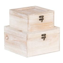 Caja Decorativa Hojas Ratán 20 x 20 x 12 cm DMF (2 Unidades) Precio: 23.50000048. SKU: S8801303