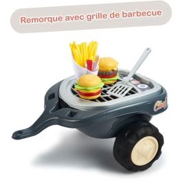 Falk Food Truck Correpasillos con Asiento Abatible, Volante Claxon, Remolque Parrilla, 2 Hamburguesas, +12 Meses, Made in France