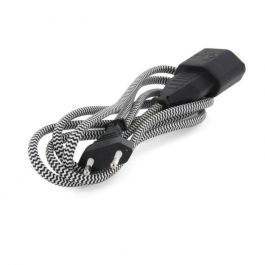 Chacon CHA5411478661115 Extensión Eléctrica de Cable Textil 6 Amperios 1.5 Metros Negro/Blanco