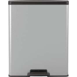 Curver CUR3253924839967 Cubo de Basura Rectangular Deco Bin 65L, Gris Metalizado, 49x29x61 cm