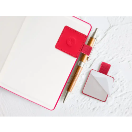 Antartik Portabolígrafos Autoadhesivo para Cuaderno Note con Elástico hasta 15 mm, Fucsia, 40x40 mm