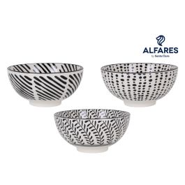 Bol Aperitivo Japonés Ø15.5x7.7 cm 3 Decoraciones Negro - Alfares (18 Unidades)