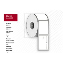 Capture Label 102 x 210 Core 25 Ø 106 mm. White. DT. Permanent. 300 labels per roll. 16 rolls per box. Precio: 137.50000044. SKU: B17D9EZADG