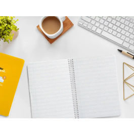 Liderpapel Cuaderno espiral Pautaguía A5 tapa blanda 40 hojas cuadro pautado 3mm color amarillo