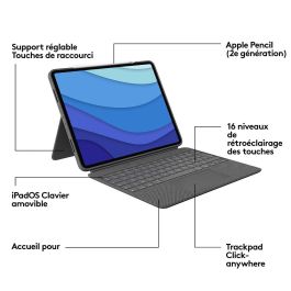 Logitech COMBO TOUCH IPAD AIR PRO 12.9 Teclado y Estuche para iPad Air y iPad Pro 12.9 con Trackpad y 4 Modos de Uso