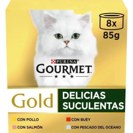 Purina Gourmet Gold Delicias Suculentas - Multipack 8 Latas 85g - Comida Húmeda para Gato con Pescado, Pollo, Salmón y Buey - Alimento Completo Precio: 85.5900001. SKU: B1FYQFX6YL