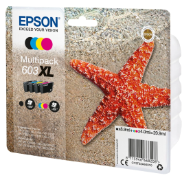 Epson Tinta 603XL Bk - C - M - Y para Impresoras Xp-2100, 3100, 4100, Wf-2830Dwf, 2850Dwf - Cuatricolor