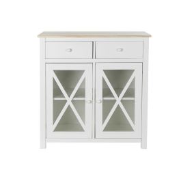 Cajonera DKD Home Decor S3022229 Blanco Natural Cristal Álamo Cottage 80 x 40 x 85 cm