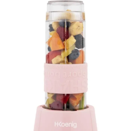 Hkoenig SMOO12 Mini Batidora 300 W 570 mL Rosa Pastel 2 Botellas de Agua Incluidas
