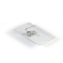 Durable Caja de 50 Identificadores con Pinza y Alfiler PVC 54x90 mm, Transparente, 8101-19
