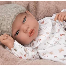 Muñecas Arias Muñeca Elegance Andie Gris con Cojín de Lactancia, Incluye Chupete (Muñeco de Peso) 40 cm