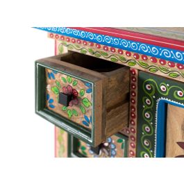 GINER Y COLOMER Móvil con Puerta Decorada en Madera de Mango, 4 Cajones, Color Multicolor