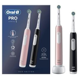 Oral-B ORA8001090915191 Pro Series 1 Pack de 2 Cepillos de Dientes Eléctricos Rosa y Negro con 2 Cabezales, Diseño Braun