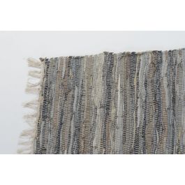 DKD Home Decor Alfombra Indio Gris de Algodón y Piel 230 x 160 cm para Salón/Comedor