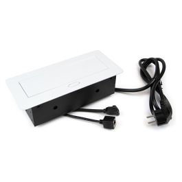 Emuca Multiconector Atom 26, 225x111mm, 2 enchufes tipo Schuko, 1 USB tipo A, 1USB tipo C, 1 RJ45, 1 HDMI, Zamak-Acero-Plástico, Blanco