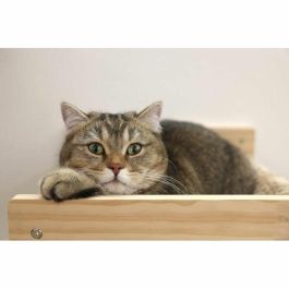 Kerbl Hamaca de pared para gatos KER4018653388648 - 38 x 33,5 x 16 cm - Madera maciza - Tejido de felpa