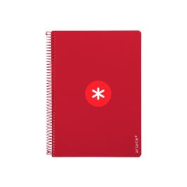 Cuaderno Espiral A4 Antartik Tapa Dura 80H 90 gr Cuadro 4 mm Con Margen Color Frambuesa