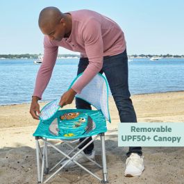 Bright Starts BRI17430 Hamaca Plegable Bebé Disney Baby Nemo Pop 'N Chill, Visera Solar FPS +50, con Bolsa de Transporte