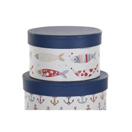DKD Home Decor Caja de Cartón Colección Costa Peces Tema Atlántico Azul Marino Blanco 37.5x37.5x18 cm Set de 10 DKD Home Decor Caja de Cartón Colección Costa Peces Tema Atlántico Azul Marino Blanco 37.5x37.5x18 cm Set de 10