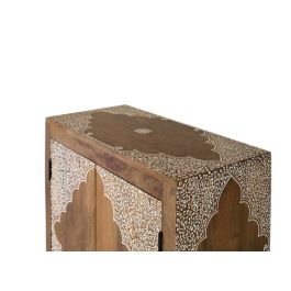 Giner y Colomer Mueble Auxiliar en Madera de Mango con 2 Puertas Pintadas a Mano, Blanco y Natural
