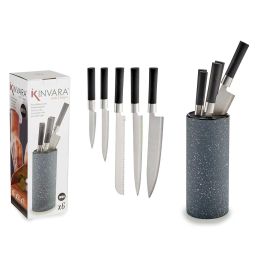 Kinvara Tacoma: Juego Completo de 5 Cuchillos de Cocina de Acero Inoxidable con Mango Negro, Bloque Organizador Gris 11.5x36x11.5 cm (6 Unidades) Precio: 74.50000008. SKU: S3605027