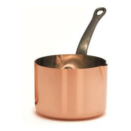 Baumalu Salsera de Cobre Sólido 11 cm con Interior Estañado, Mango de Hierro Fundido y Caño, Compatible con Gas