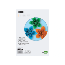Liderpapel Cartulina A4 180g/m2 Crema Paquete de 100 Hojas
