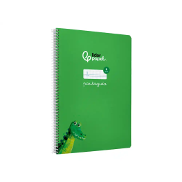 Liderpapel Cuaderno espiral Pautaguía A4 tapa blanda 80 hojas cuadro pautado 4mm color verde