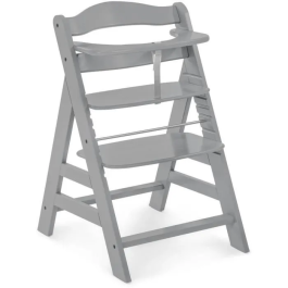 Hauck Silla Alta de Madera Escalable Alpha + / Gris para Bebé y Niños, Arnés 5 Puntos, Estante Extraíble, Desde 6 Meses hasta 90 Kg