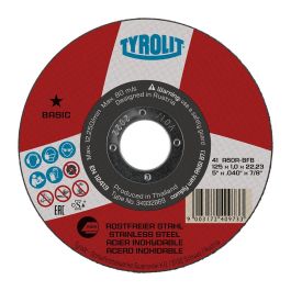 Tyrolit 41c a60r-bfb Disco de Corte Plano Ø125x1x22.23mm para Acero Inoxidable, Chapas, Perfiles y Tubos