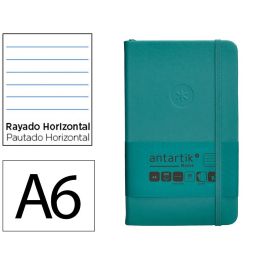 Cuaderno Con Gomilla Antartik Notes Tapa Dura A6 Hojas Rayas Verde Aguamarina 100 Hojas 80 gr Fsc