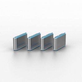 Lindy Bloqueador de Puertos USB Tipo C y Thunderbolt 3 con Llave de Seguridad - Kit de 4 Bloqueadores Azules para Protección de Datos