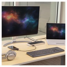 StarTech DUAL USB C DOCK - Docking Station USB-C para 2 Monitores 4K, 60W PD, Ethernet GbE, 4x USB 3.1, Windows/Thunderbolt 3 - Negro/Plata