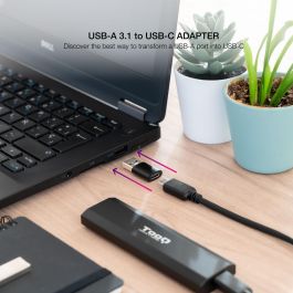 Nanocable 10.02.0012 Adaptador USB 3.1 USB-A Macho a USB-C Hembra para Carga y Datos, Función OTG, Plug & Play, Negro