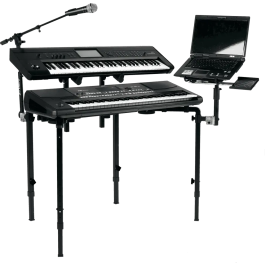 Quiklok Mesa Plegable XL para Teclado, Mezclador y Altavoz con Altura Ajustable (740-1180mm) - Carga Máxima 113.10 kg