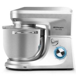 Orbegozo AM 8000 Amasadora Batidora 1800W Bol 7L Acero Inox. Movimiento Planetario, 6 Velocidades + Pulse, Accesorios Amasar, Batir