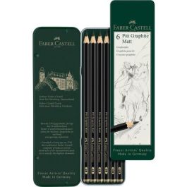 FABER-CASTELL Lápices de Grafito Pitt Matt Estuche de 6, Acabado Mate para Arte y Dibujo Gráfico