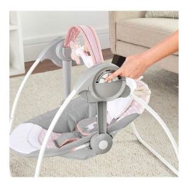 Ingenuity Columpio compacto Ingenio Flora con 6 velocidades, 12 melodías, barra de juegos y reposacabezas de unicornio para bebé niña