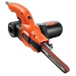 Black + Decker Lima eléctrica ciclónica de 900-1400 rpm con interruptor de polvo, incluye brazo recto de 13 mm y 3 bandas
