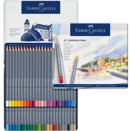 Faber-Castell 114648 Estuche de metal con 48 Lápices de colores acuarelables Goldfaber