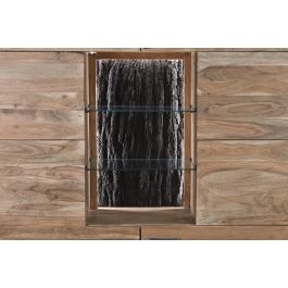 DKD Home Decor Armario Colonial Marrón 4 Puertas Acacia Cristal Led 145x40x153 cm
