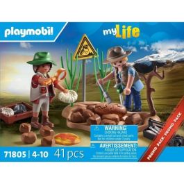 Playmobil 71805 Excavación Paleontológica Promo Packs para Descubrir Fósiles y Dinosaurios +4 Años