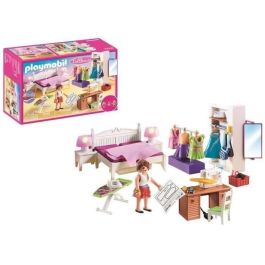Playmobil 70208 Set de juego: Dormitorio con espacio para coser, con máquina de coser, lámparas de noche funcionales y figura