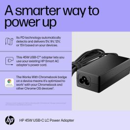 HP LC 45W USB-C Adaptador de Corriente para Chromebooks HP - Cargador para Cargar y Alimentar desde Puerto USB-C