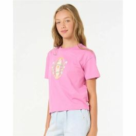 Camiseta de Manga Corta Infantil Rip Curl Island Surf Crop Rosa